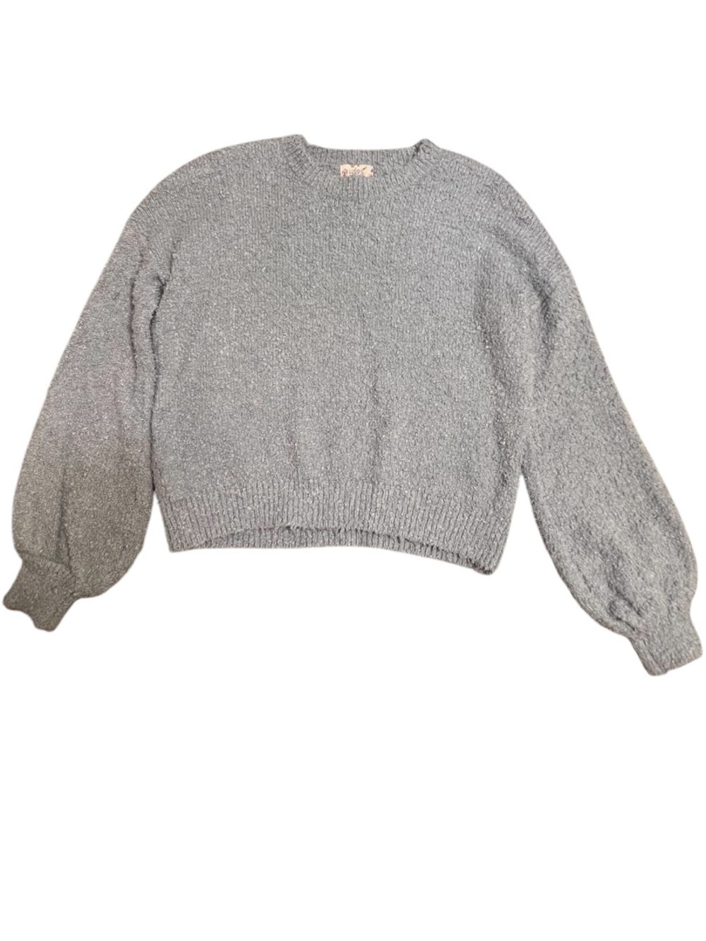 Hippie Rose Light Gray Crewneck Balloon-Sleeve Sweater